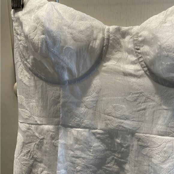 Lulus From this Day White Floral Jacquard Strapless Midi Dress Size Smal… - Picture 7 of 10